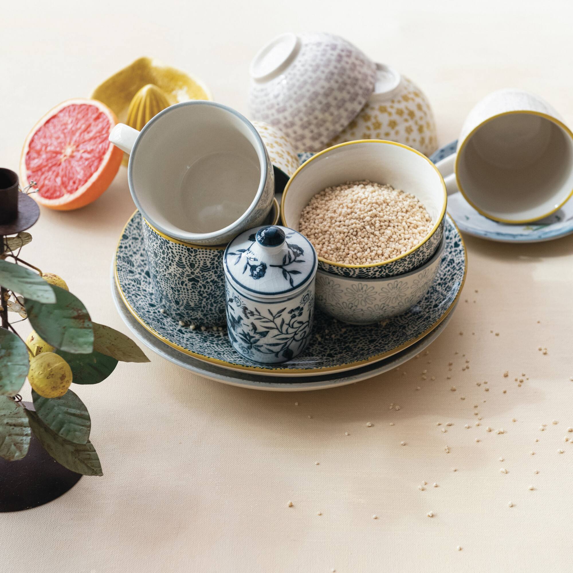 Hello Honey® 4.5" Floral Mosaic Stoneware Bowl Set